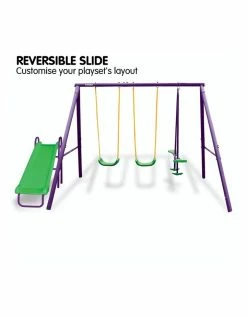 Kahuna Swing Set 4-Seater With Tandem Swing And Slide Purple/Green -Lifespan Kids shop 888988870 4 720x928