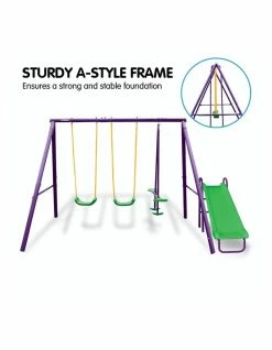 Kahuna Swing Set 4-Seater With Tandem Swing And Slide Purple/Green -Lifespan Kids shop 888988870 7 720x928