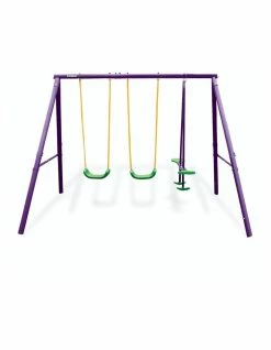 Kahuna Kids Swing Set 4-Seater With Tandem Swing Outdoor Activity Purple Green