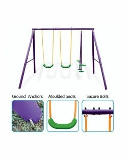 Kahuna Kids Swing Set 4-Seater With Tandem Swing Outdoor Activity Purple Green -Lifespan Kids shop 888988960 5 720x928