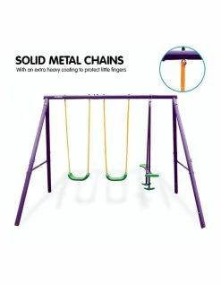 Kahuna Kids Swing Set 4-Seater With Tandem Swing Outdoor Activity Purple Green -Lifespan Kids shop 888988960 7 720x928